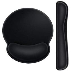 Keyboard Wrist Rest Pad and Mouse Pad Wrist Support, Ergonomic Raised Memory Foam, Non Slip PU Rubber Base [Pain Relief] for Office, Computer, Laptop, Typist, Gamer