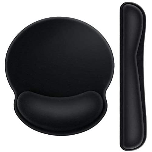 Keyboard Wrist Rest Pad and Mouse Pad Wrist Support, Ergonomic Raised Memory Foam, Non Slip PU Rubber Base [Pain Relief] for Office, Computer, Laptop, Typist, Gamer
