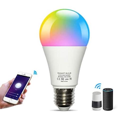 Smart Light Bulb, A19 E26 9W WiFi LED Smart Bulb, Compatible with Alexa, Echo, Google Home & Siri, 2.4GHz WiFi Only, No Hub Required, 2700K-6500K, LED RGB Color Changing Bulbs, Multicolor (1 Pack)