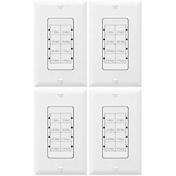 TOPGREENER Wall Countdown Timer Switch, 1-5-10-30-45 min, 1-2-4 Hour Delay Times, Light Switch Timer, 600W LED, 1/2Hp, Neutral Wire Required, UL Listed, TGT08-4, 4-Pack