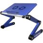 Ergonomic Portable Laptop Stand Table Desk Foldable Lap Tray for Bed Sofa Fully Adjustable Height and Angle Laptop Riser with USB Fans for Work from Home or Travel (Blue)