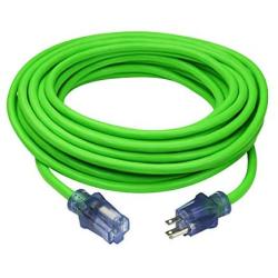 Clear Power 50 ft Heavy Duty Outdoor Extension Cord 12/3 with Lighted Connector (50 ft, Green), CP10101