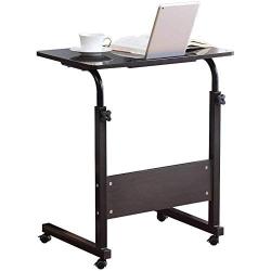 Standing Desk Adjustable Laptop Desk with Tablet iPad Slot Portable Desk for Laptop with Wheels Mobile Workstation Stand up Desks for Home Office (Black)