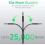 TalkWorks Aux Cable 3.5mm Audio Cord for Car (2 Pack) 6ft Long Heavy Duty Male to Male Jack Auxiliary Cord Extension Adapter for Apple iPhone, Android for Samsung Galaxy, Headphones, Stereo - Black