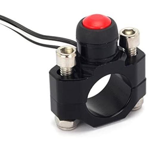 JFG RACING CNC Universal Motorcycle Engine Stop Start Kill Switch Button with Mounting Backplate for ATV,Dirt Pit Bike,Scooter,Quad - Black