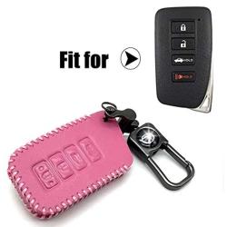 ROMASO Key Fob Cover fit for Lexus,Smart Key Fob Case Cover for Lexus ES350 GS300 GS350 GS430 GS450h ISC IS250 IS350 LS460 LS600h RX350 RX300 GX470 GX460,Leather Key Fob Shell,Pink