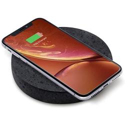 Eggtronic Wireless Charging Stone - Qi Certified 10W high Speed Charger with Built-in Durable Braided Cable for iPhone, Galaxy, Note, AirPods 2, AirPods Pro, Galaxy Buds, Pixel Buds - Lava