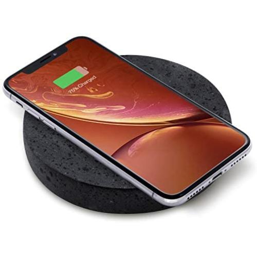 Eggtronic Wireless Charging Stone - Qi Certified 10W high Speed Charger with Built-in Durable Braided Cable for iPhone, Galaxy, Note, AirPods 2, AirPods Pro, Galaxy Buds, Pixel Buds - Lava