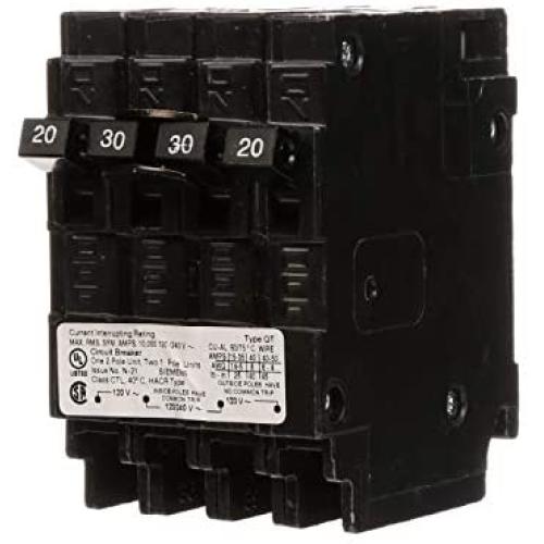 SIEMENS Q22030CT 30 Double Two 20-Amp Single Pole Circuit Breaker, As shown in the image