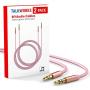 TalkWorks Aux Cable 3.5mm Audio Cord for Car (2 Pack) 6ft Long Heavy Duty Male to Male Jack Auxiliary Cord Extension Adapter for Apple iPhone, Android for Samsung Galaxy, Headphones - Rose Gold