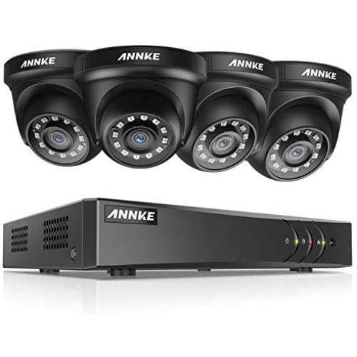 ANNKE 8CH Surveillance Security Camera System 5MP Lite H.265+DVR Recorder and (4) Outdoor 1080P 2MP CCTV Dome Cameras with Ultra Clear Night Vision, Email Alert with Snapshots, NO Hard Drive-S300