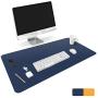 HOMECAS Desk Pad,Office Desk Mat Blotter,31.5'' x 15.7'' Upgraded PU Leather Desk Protector Cover Large Mouse Pad, Waterproof Writing Mat for Office/Home/Computer,Dual Use (Blue & Yellow)