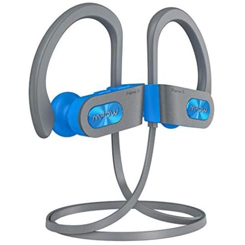 Mpow Flame S Bluetooth Headphones Sports, aptX-HD Bass+ Loud Sound, Bluetooth 5.0 Sport Headphones Running Earbuds W/12H Playtime, IPX7 Waterproof, cVc8.0 Noise Cancelling Mic W/Carrying Case,BlueGrey