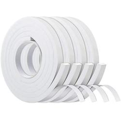 White Foam Tape Single Sided, Weather Stripping for Windows and Doors Frame 4 Roll, Foam Insulation Tape 1/2 Inch W X 1/4 Inch T, Seal Strip Tape with Adhesive, Total 26ft