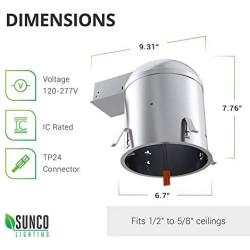 Sunco Lighting 6 Pack 6 Inch Remodel Housing, Air Tight IC Rated Aluminum Can, 120-277V, TP24 Connector Included for Easy Install - UL & Title 24 Compliant