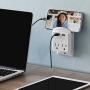 Aduro Surge Protector 2 Outlets Power Strip Station with 2 USB Ports Multiple Outlet Splitter Extender Adapter with Phone Shelf Stand ETL Listed, White