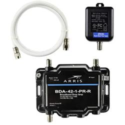 Arris 1-Port Cable, Modem, TV, OTA, HDTV Amplifier Signal Booster with Passive Return and Coax Cable Kit