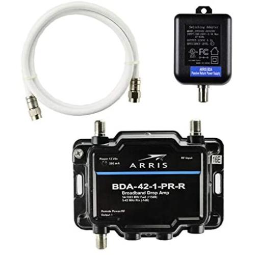 Arris 1-Port Cable, Modem, TV, OTA, HDTV Amplifier Signal Booster with Passive Return and Coax Cable Kit