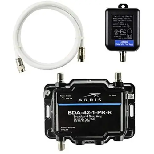Arris 1-Port Cable, Modem, TV, OTA, HDTV Amplifier Signal Booster with Passive Return and Coax Cable Kit