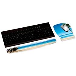 3M Gel Wrist Rest for Keyboards, Soothing Gel Comfort with Durable, Easy to Clean Cover, 18'', Fun Beach Design (WR308BH)