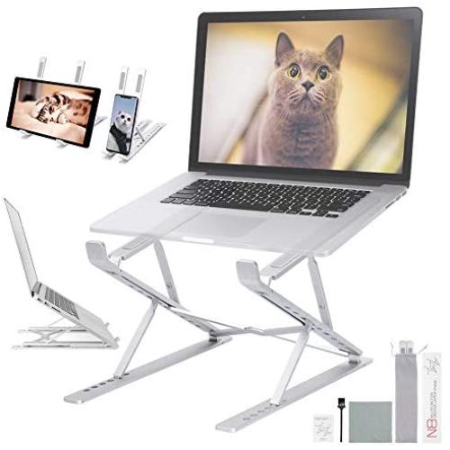 Adjustable Laptop Tablet Stand-Upgrade Foldable Laptop Riser Stand with 15 Adjustable Levels,Portable Stand with Cleaning Tools