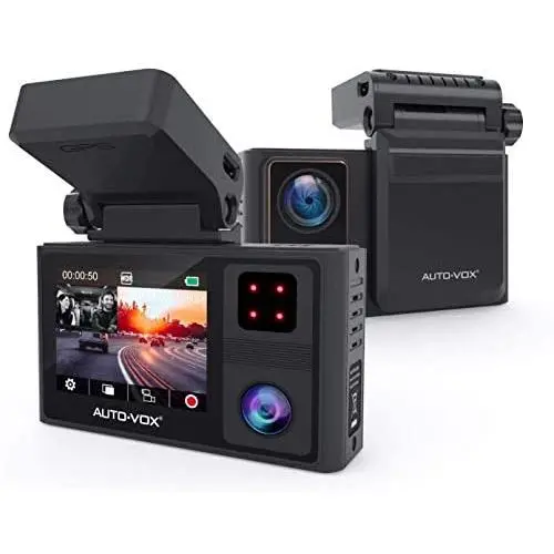 AUTO-VOX Dual Dash Cam Front and Inside 1920x1080P,Infrared Night Vision,Integrated Design of Built-in GPS with Magnetic Bracket in Car Dashboard Camera, 24Hours Parking Mode,Sony Sensor by Aurora
