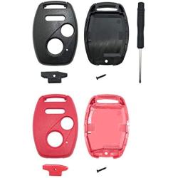 Replacement Key Fob Shell Fit for Honda Accord Crosstour Civic Odyssey CR-V CR-Z Fit 3 Buttons Keyless Entry Remote Case Car Key Housing (Black Red)