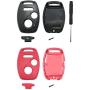 Replacement Key Fob Shell Fit for Honda Accord Crosstour Civic Odyssey CR-V CR-Z Fit 3 Buttons Keyless Entry Remote Case Car Key Housing (Black Red)
