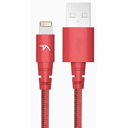 Tech Armor Apple MFi Certified Lightning Cable to USB A - 6FT Red - Tough-Braided Extra-Strong Jacket - Sync/Charge iPhone & iPad