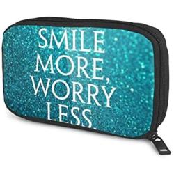 Hxuedan Roman Atwood Smile More Data Cable Storage Bag Portable and independently Designed Storage Box, Suitable for Outdoor Travel to Place Data Cable Electronic Products, etc.