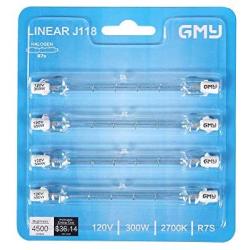4-Pack R7S 118mm T3 300W Halogen Bulb Dimmable 4500lm J-Type 120V R7S Base Warm White 2700K Double Ended Halogen Light Bulbs