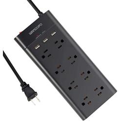 WANDOFO 2 Prong Power Strip, Polarized 2 Prong to 3 Prong Outlet Adapter with 5V 3.1A USB, 6ft Long Extension Cord, 1050J Surge Protector, Wall Mountable, Ideal for Non-Grounded Outlets, Black