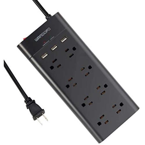 WANDOFO 2 Prong Power Strip, Polarized 2 Prong to 3 Prong Outlet Adapter with 5V 3.1A USB, 6ft Long Extension Cord, 1050J Surge Protector, Wall Mountable, Ideal for Non-Grounded Outlets, Black