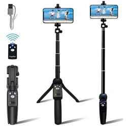 Fugetek Portable 48'' Selfie Stick & Tripod, All in One, Lightweight Aluminum, Photos, FaceTime, Video Teaching, Bluetooth Remote Compatible with iPhone 11/Xs MAX/XR/XS/X/8/8 Plus, Galaxy S10/S9/S9