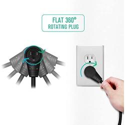 Nekteck Extension Cord, 3 Prong Power Cord 14AWG Extension Cable with 360 Degree Rotating Flat Plug, 3 Pack Short 1 Foot, UL Listed