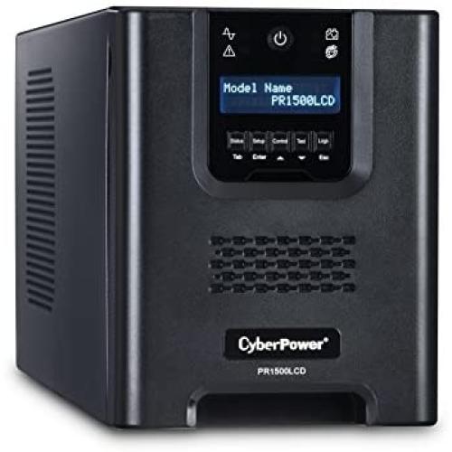 CyberPower PR1500LCDN Smart App Sinewave UPS System, 1500VA/1500W, 8 Outlets, AVR, Mini-Tower with Network Card (RMCARD205),Black