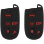 Auovo Smart Key Fob Cover Case Accessories for Chrysler 300 Grand Cherokee Renegade Compass for Dodge Charger Challenger Journey Durango 5 Buttons Keyless Entry Remote(Silicone, 2pcs)