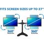 Mount-It! Free Standing Dual Monitor Stand | Double Arm Desk Mount Fits Two x 21 24 27 Inch Computer Screens | 2 Heavy Duty Full Motion Adjustable Arms | VESA 75 100 Compatible | Grommet Base Included