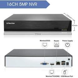 Evtevision 16CH 5MP Network Video Recorder 16 Channel CCTV NVR Onvif P2P Quick QR Code Scan w/ Easy Remote View HD Output, Motion Detection (Hard Disk is Not Included)
