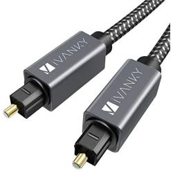 iVANKY Optical Audio Cable, Slim Optical Cable Digital Audio Cable for Home Theater, Sound Bar, TV, PS4, Xbox, Playstation, Astro A40/A50, Aluminum Shell, Nylon Braided Cable, 6 feet/6ft, Grey