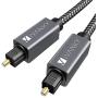 iVANKY Optical Audio Cable, Slim Optical Cable Digital Audio Cable for Home Theater, Sound Bar, TV, PS4, Xbox, Playstation, Astro A40/A50, Aluminum Shell, Nylon Braided Cable, 6 feet/6ft, Grey