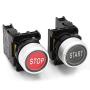 mxuteuk 1NC Stop, 1NO Start Red Black Sign Waterproof IP65 Momentary Push Switch, 2NC Red Mushroom Emergency Stop Button 10A 600V, IP67 ABS Box Station BOX-03-Start/Stop