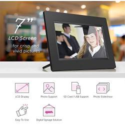 Aluratek 7 Inch LCD Digital Photo Frame with Auto Slideshow Using USB & SD/SDHC (ADPF07SF) – Black