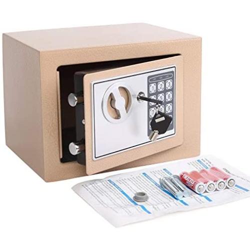 Yuanshikj Electronic Deluxe Digital Security Safe Box Keypad Lock Home Office Hotel Business Jewelry Gun Cash Use Storage (Ochre Yellow, 17E)