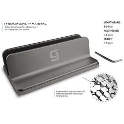 Adjustable Laptop Stand Dock, Compatible with All Laptops, Vertical Modern Aluminum Custom Fit Desktop Space-Saving (Gray)