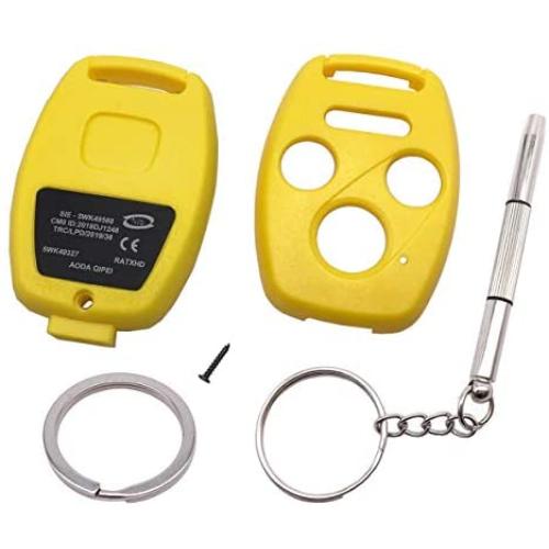 4 Buttons Replacement Key Fob Case Shell Fits for Honda Accord Civic Ex Pilot Keyless Entry Remote Control Car Key Fob Cover (3 + 1 Buttons, Yellow)