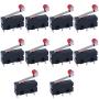 Twidec /10Pcs Mini Micro Limit Switch 5A 125 250V AC SPDT 1NO 1NC Short Hinge Roller Levr Arm Switch Snap Action Button Type 3 Pins KW11-3Z07