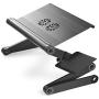 WorkEZ Cool Adjustable Laptop Cooling Stand & Lap Desk Tray for Bed Couch with 2 Fans 3 USB Ports Mouse Pad. Ergonomic Aluminum Height tilt Angle MacBook Riser Portable Standing Desk Converter,Black