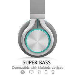 AILIHEN C8 Wired Headphones with Microphone and Volume Control Folding Lightweight Headset for Cellphones Tablets Smartphones Chromebook Laptop Computer PC Mp3/4 (Grey/Mint)