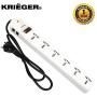 KRIEGER Universal Power Strip AC 220-240V Surge Protector With Heavy Duty German Schuko Plug For Computer, Printers, 6 Universal AC Outlets - Type E/F
